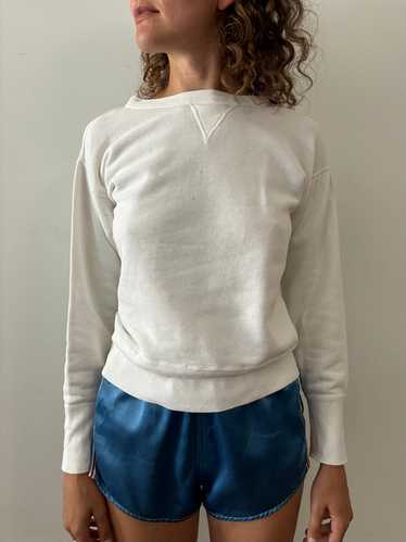 50s White Single V Sweatshirt