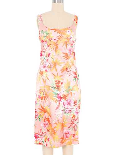 2005 Dolce and Gabbana Tropical Print Satin Midi D