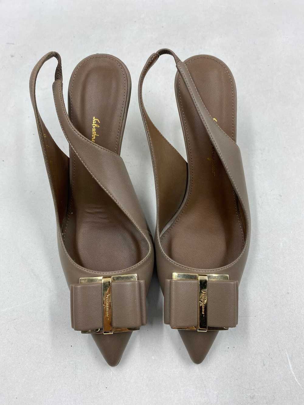 AUTHENTIC Salvatore Ferragamo Brown Sling-Back Co… - image 7