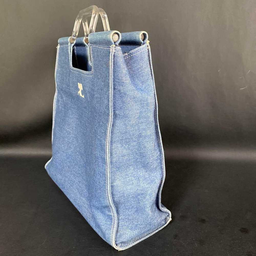 Courreges denim clear handle handbag tote bag. - image 6