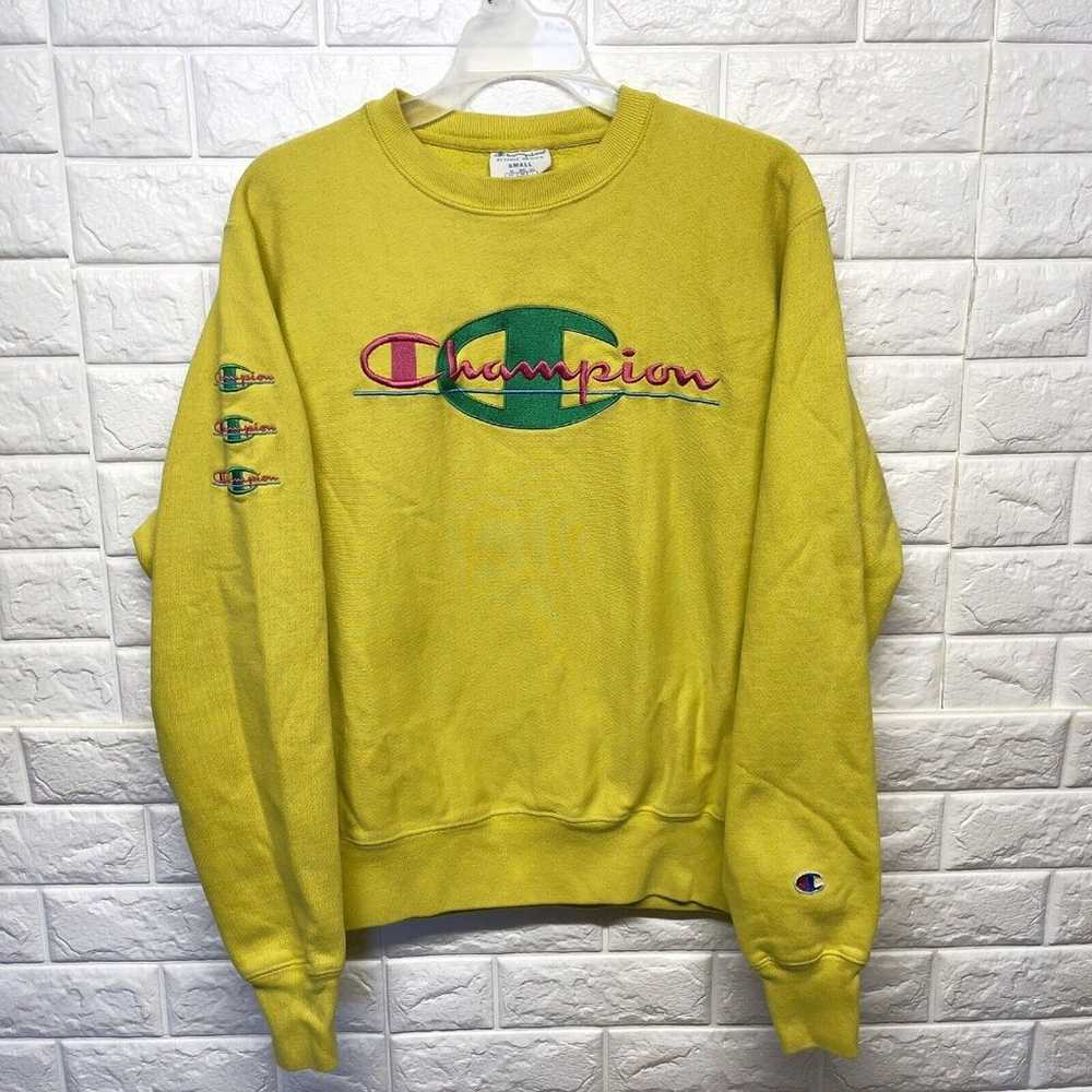 Vintage Champion Reverse Weave Pullover Yellow Em… - image 1