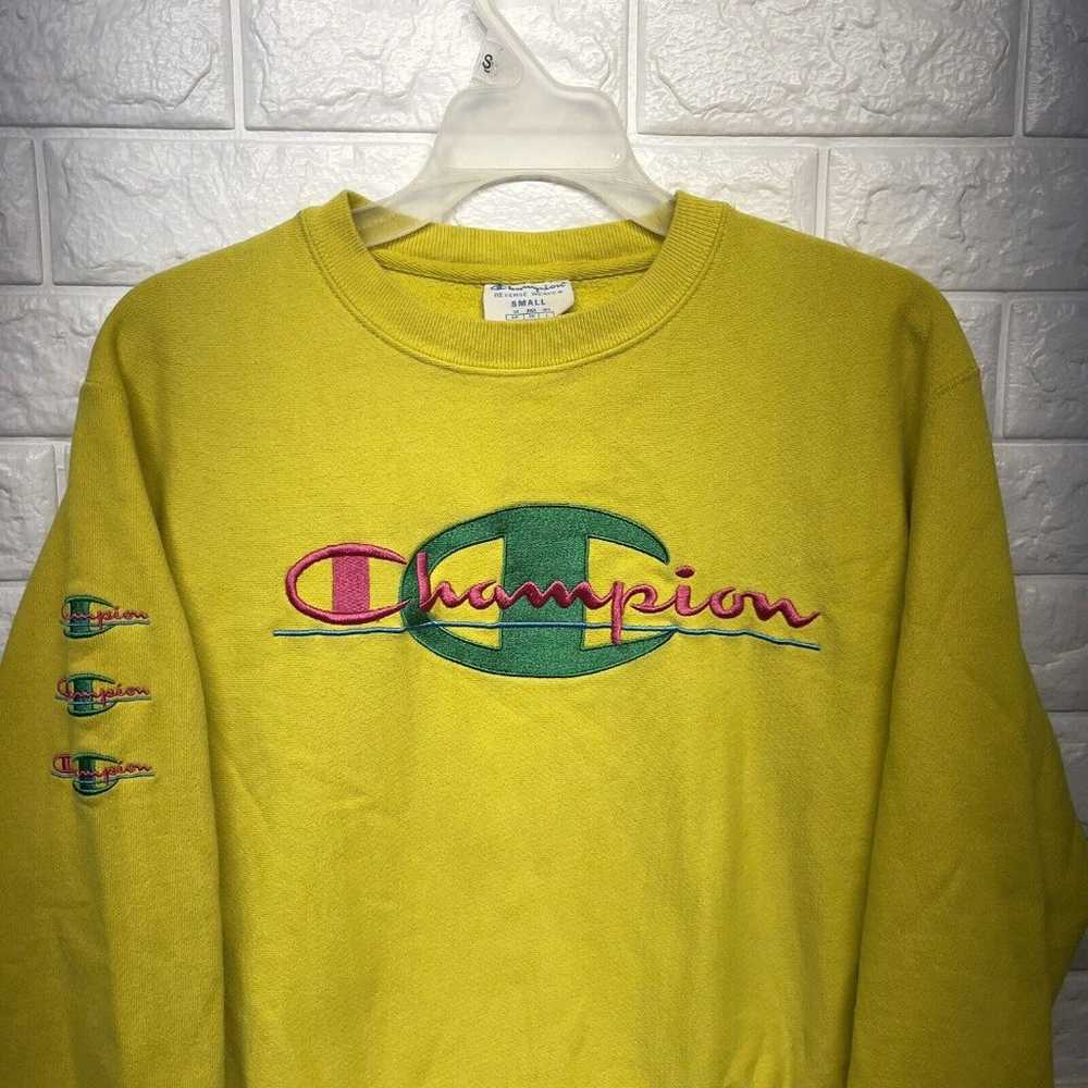 Vintage Champion Reverse Weave Pullover Yellow Em… - image 2