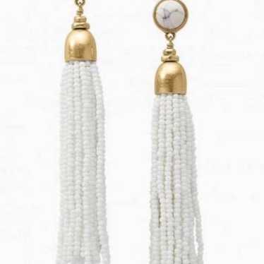 Stella & Dot White Gita Tassel Earrings - image 1