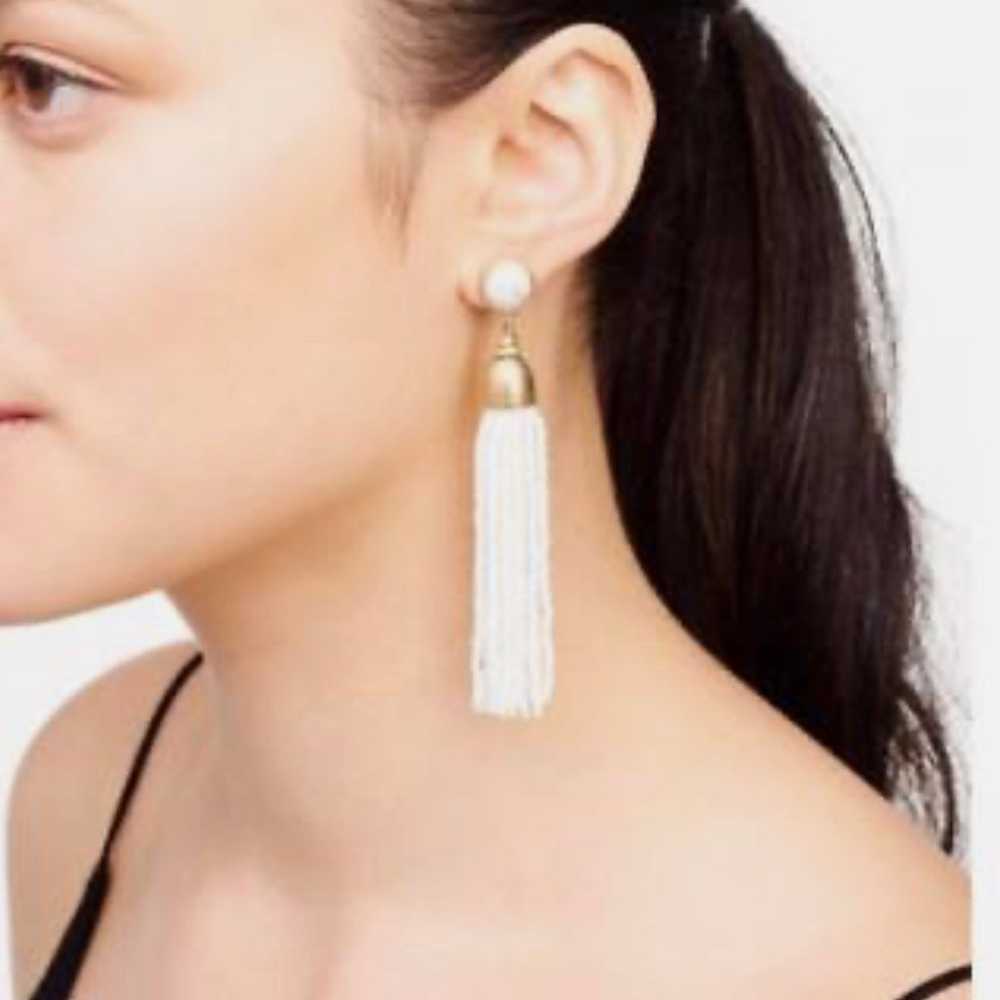 Stella & Dot White Gita Tassel Earrings - image 2