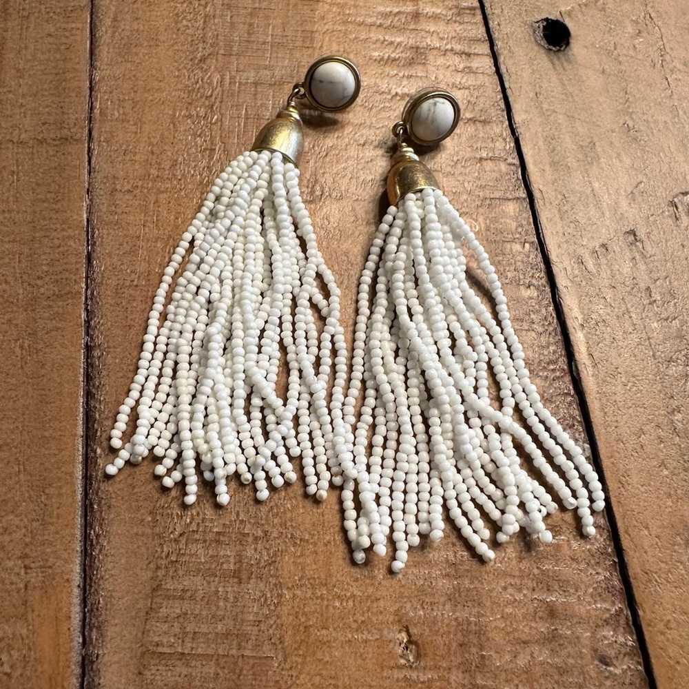 Stella & Dot White Gita Tassel Earrings - image 3