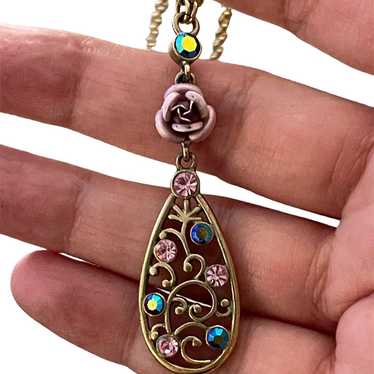 Aqua aura crystal frosted rose gold tone brass Avo