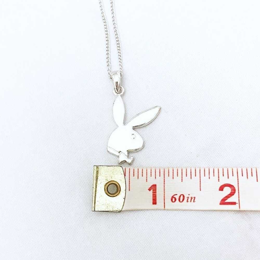 Necklace Playboy Bunny Vintage Y2K Silver Tone Cu… - image 3