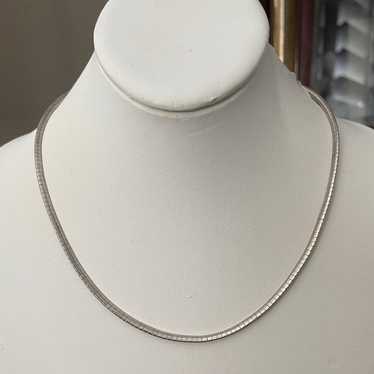 Silver tone flat omega chain necklace - image 1