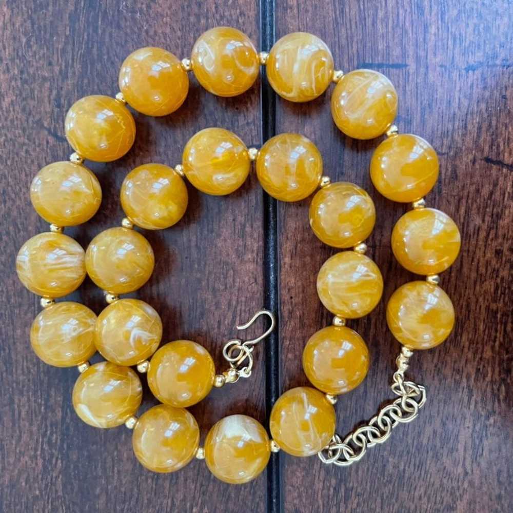 Monet faux honey amber bead necklace - image 3