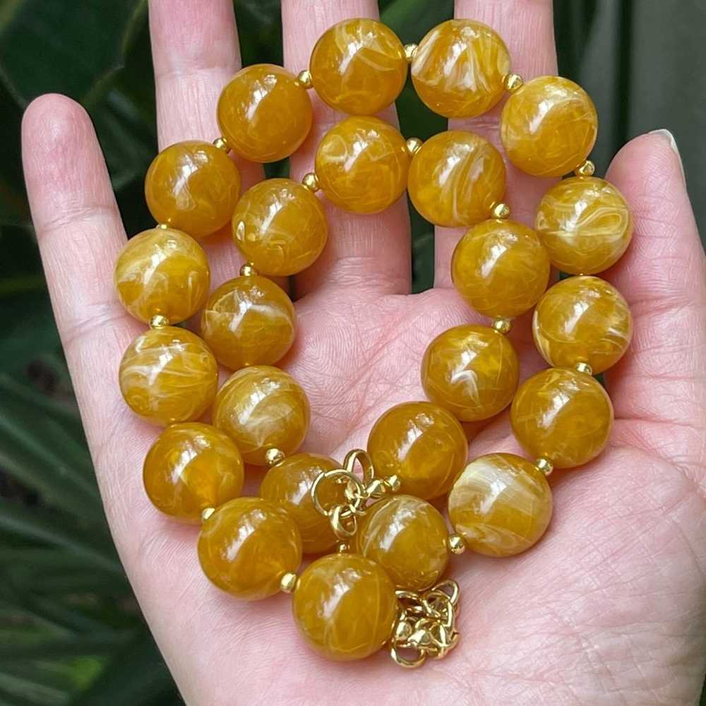 Monet faux honey amber bead necklace - image 4