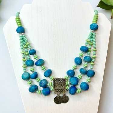 Vintage Chunky Layered Bead Statement Necklace - image 1