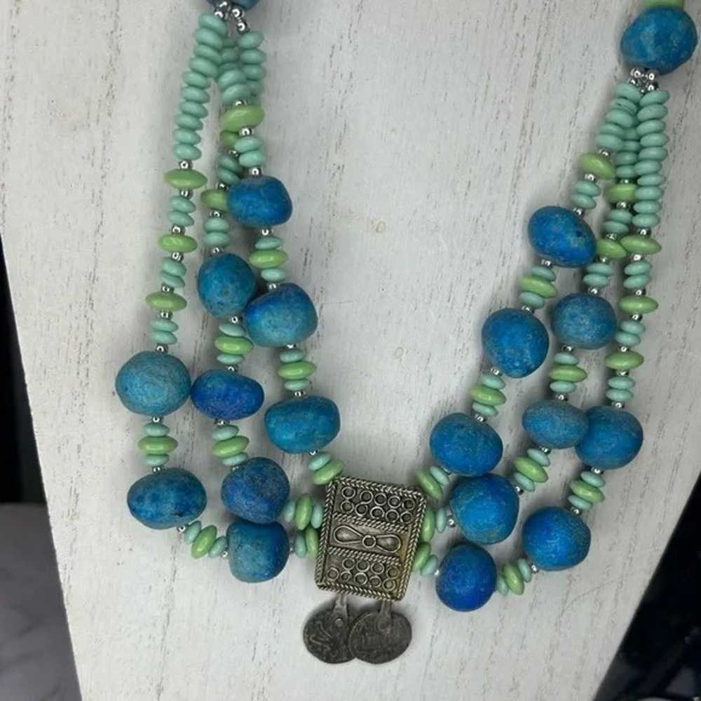 Vintage Chunky Layered Bead Statement Necklace - image 8