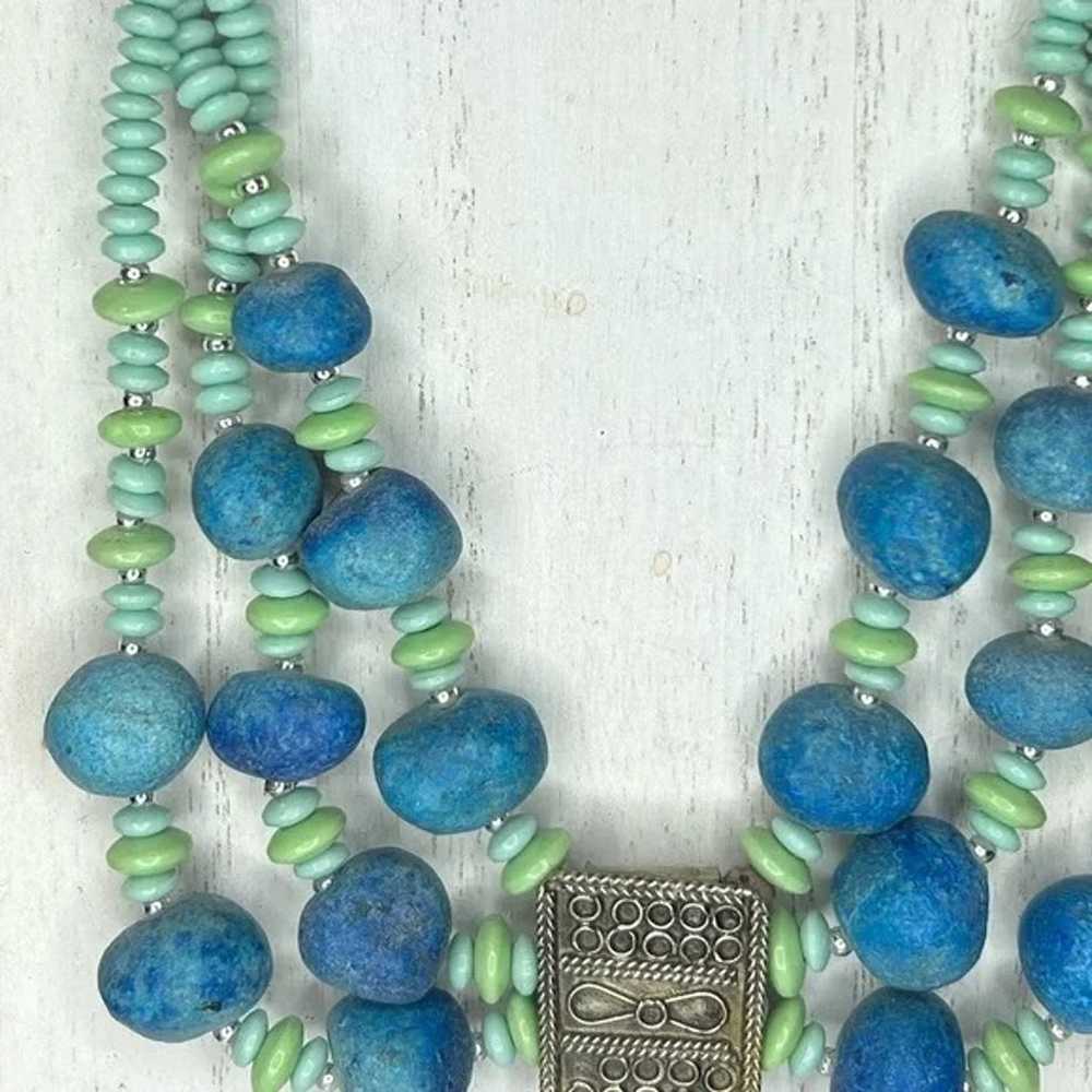 Vintage Chunky Layered Bead Statement Necklace - image 9