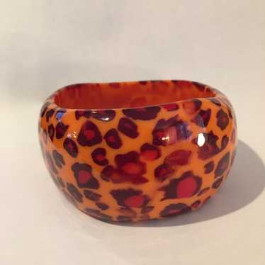 Leopard pattern lucite bracelet bangle - image 1