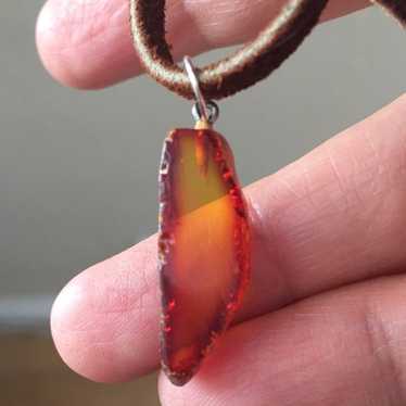 Natural Baltic amber suede necklace - image 1