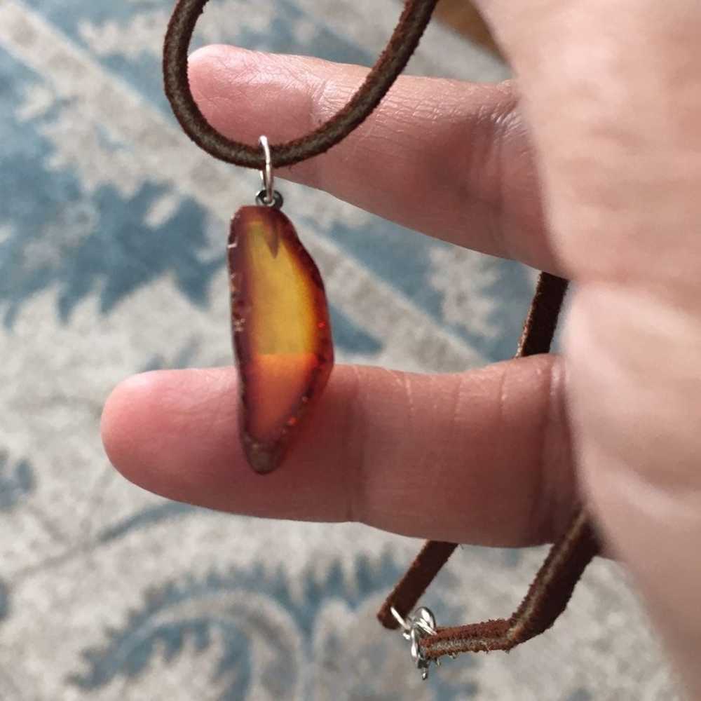 Natural Baltic amber suede necklace - image 2