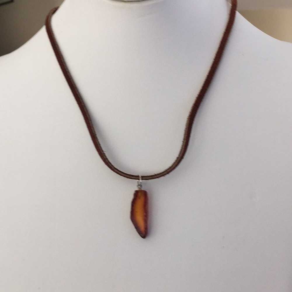 Natural Baltic amber suede necklace - image 4