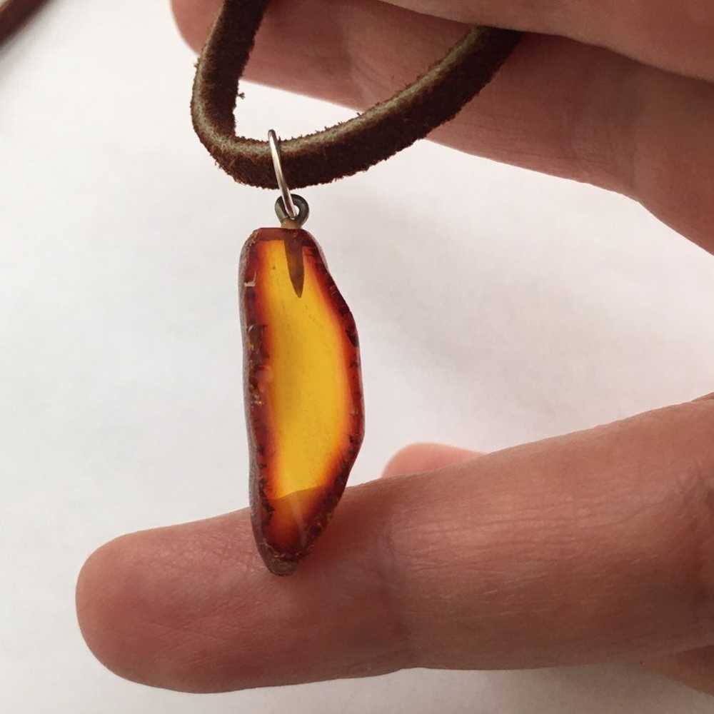 Natural Baltic amber suede necklace - image 5