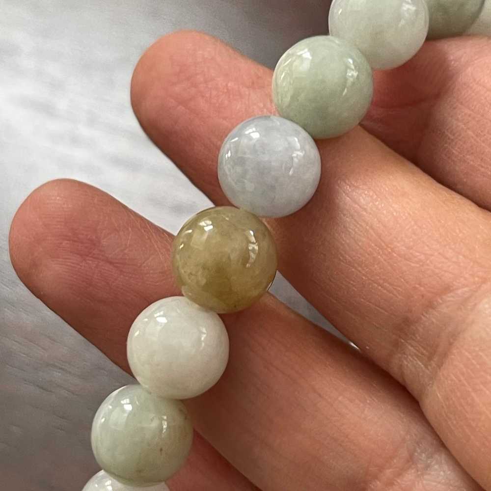 Lavender green yellow 10mm genuine jadeite jade b… - image 9