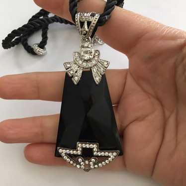 Art Deco style onyx diamond necklace
