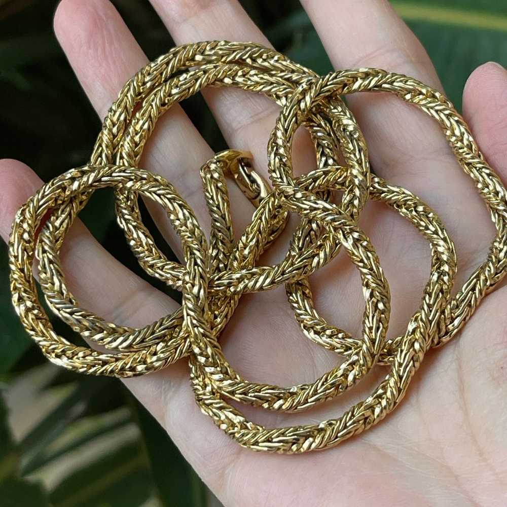 Monet signed long gold tone thick twisted rope ca… - image 8