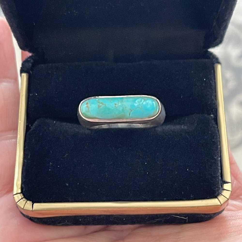 Natural turquoise sterling silver size 7.0 ring - image 1