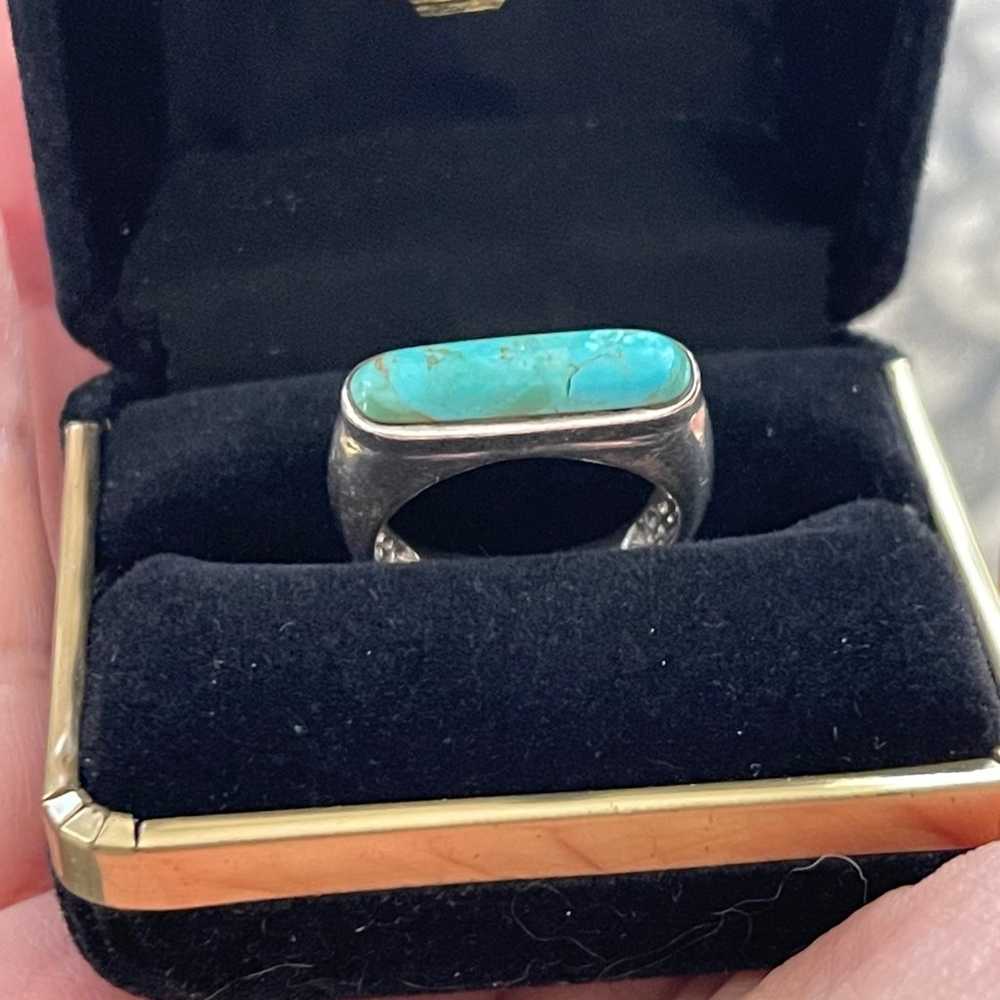 Natural turquoise sterling silver size 7.0 ring - image 2