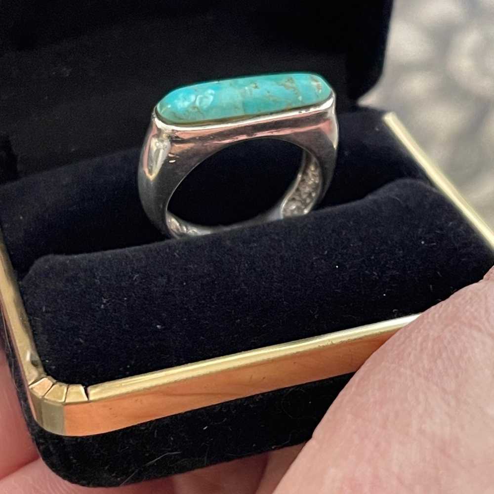 Natural turquoise sterling silver size 7.0 ring - image 3