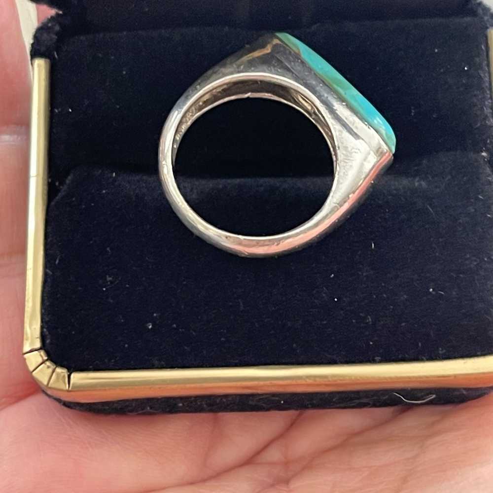 Natural turquoise sterling silver size 7.0 ring - image 4