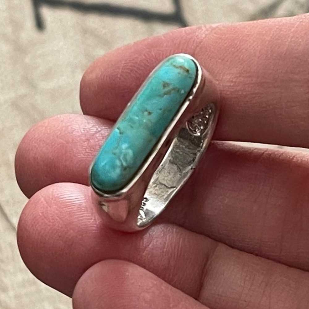 Natural turquoise sterling silver size 7.0 ring - image 6