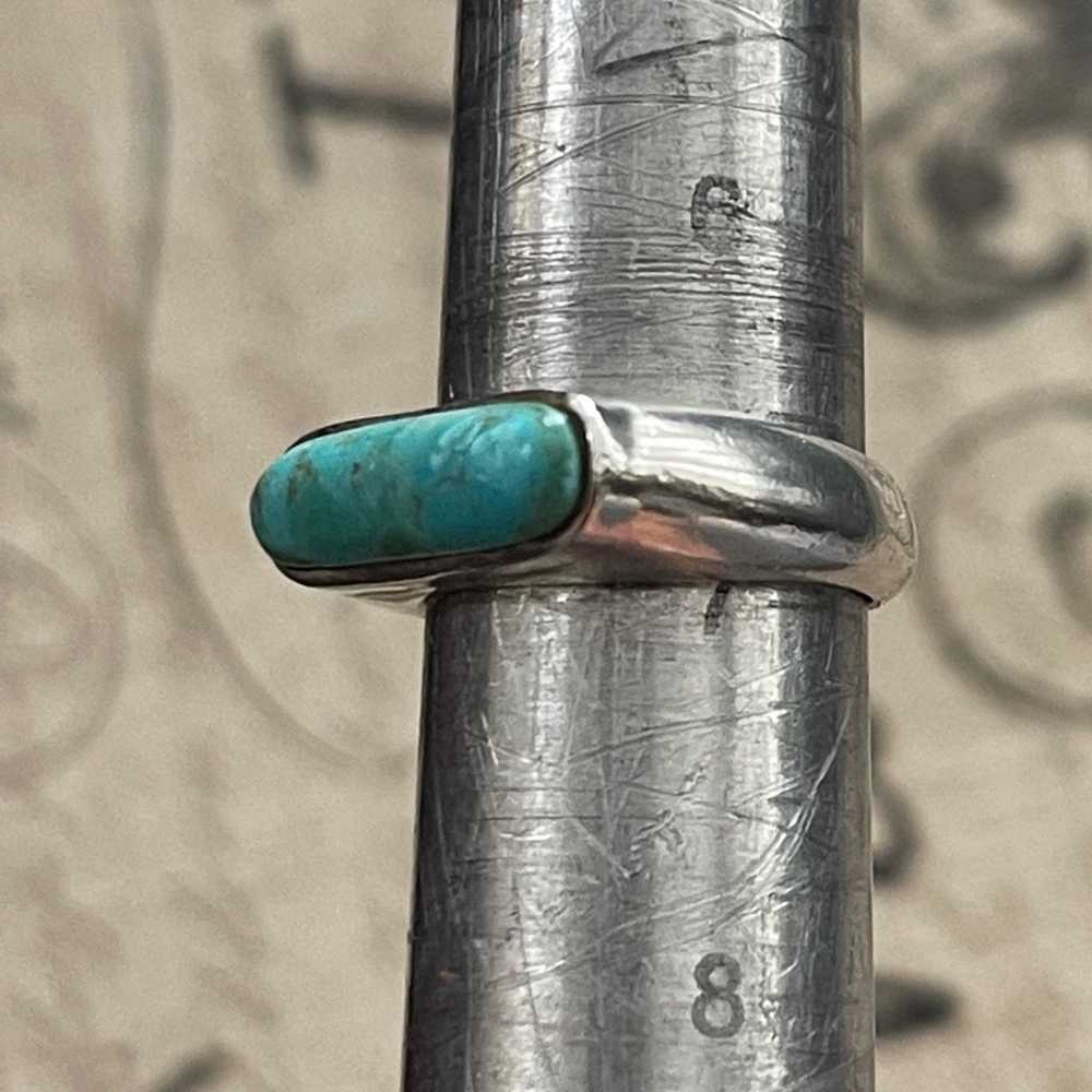 Natural turquoise sterling silver size 7.0 ring - image 7