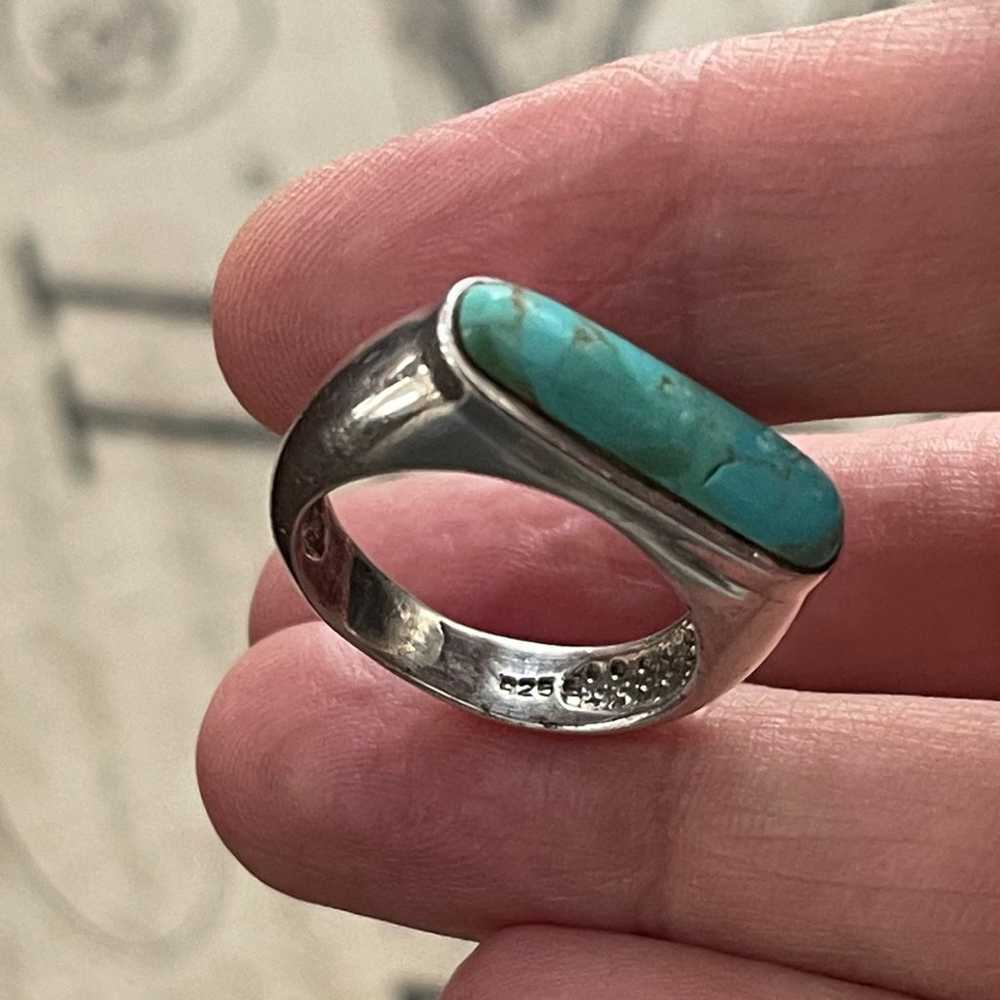 Natural turquoise sterling silver size 7.0 ring - image 8