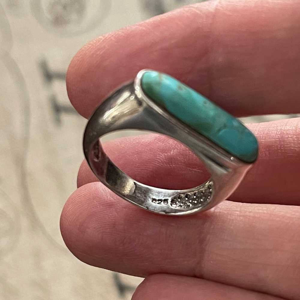 Natural turquoise sterling silver size 7.0 ring - image 9