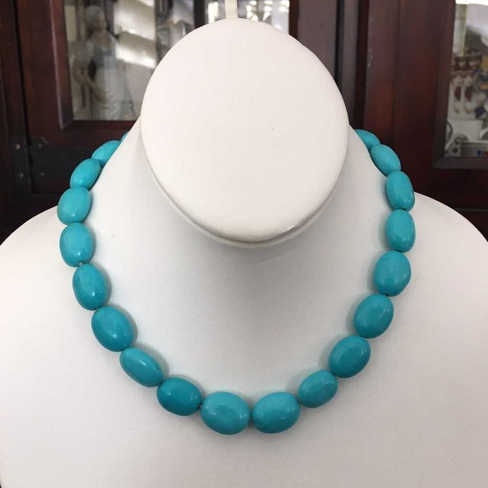 Turquoise bead sterling silver necklace - image 10