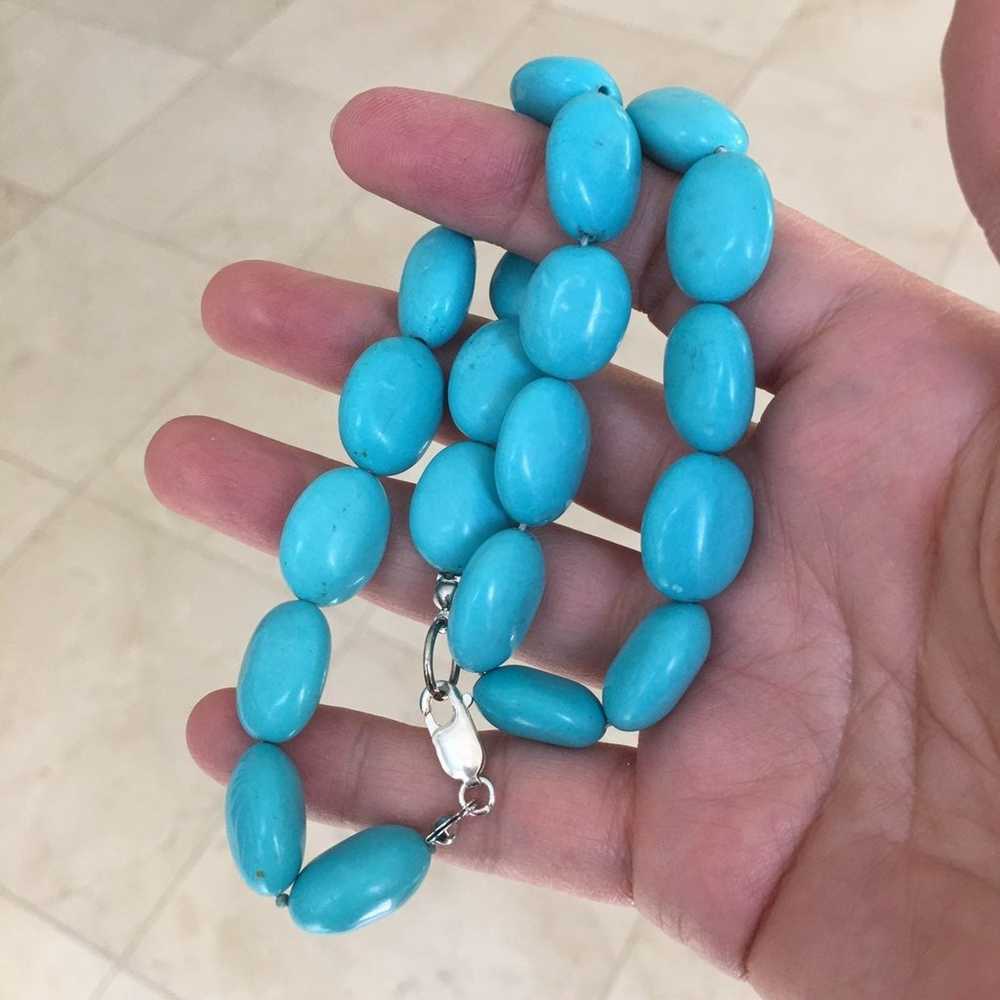 Turquoise bead sterling silver necklace - image 2