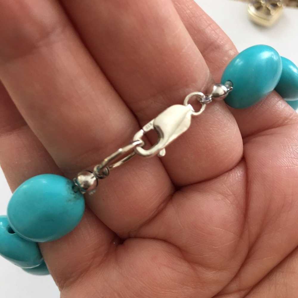 Turquoise bead sterling silver necklace - image 4