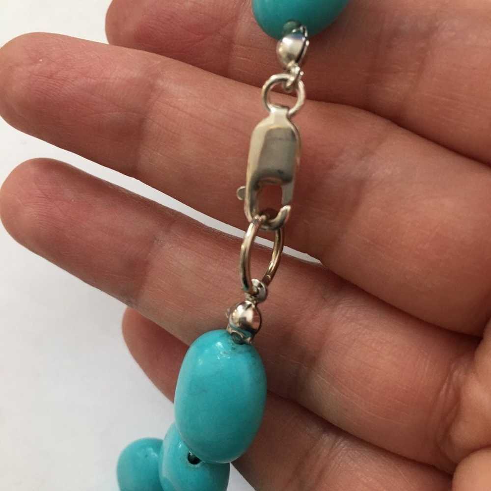 Turquoise bead sterling silver necklace - image 5