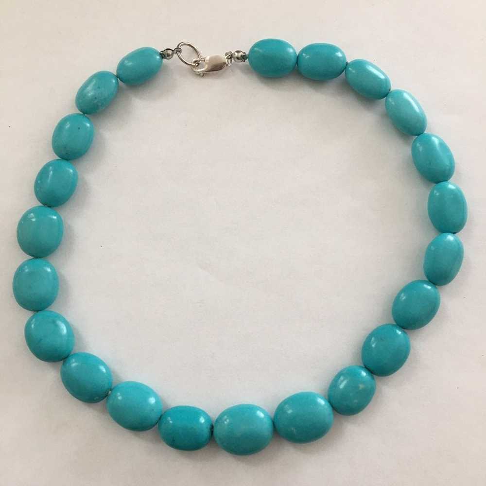 Turquoise bead sterling silver necklace - image 6