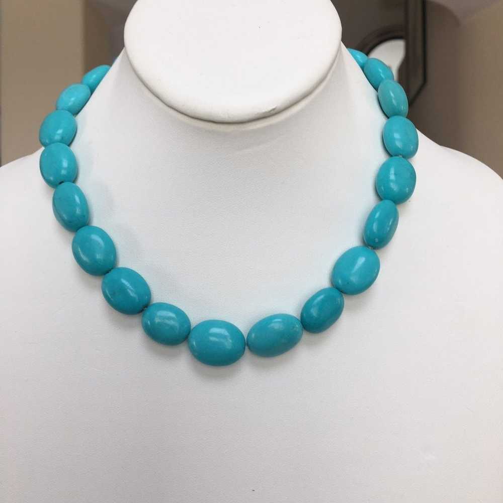 Turquoise bead sterling silver necklace - image 7