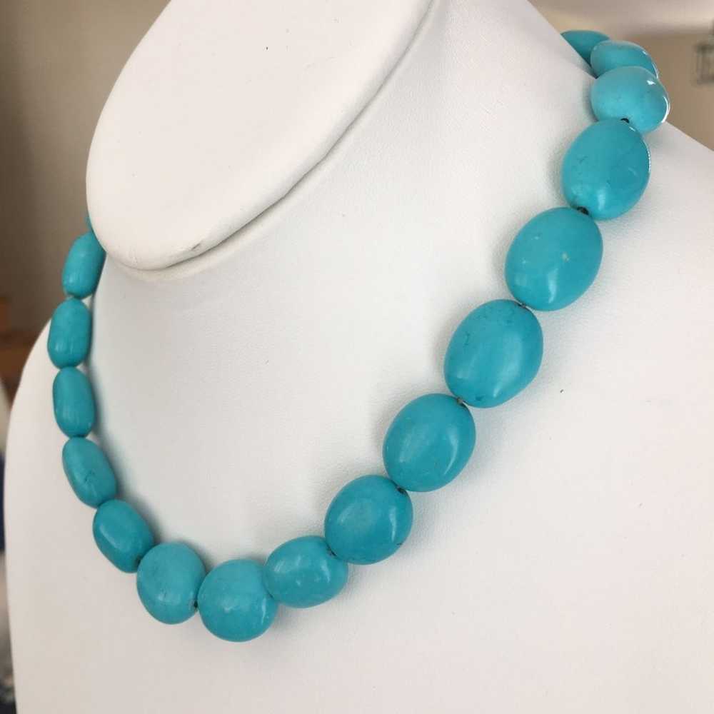 Turquoise bead sterling silver necklace - image 9