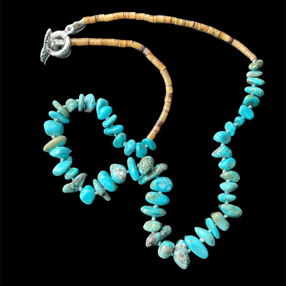 Arizona turquoise pin shell bead necklace - image 2