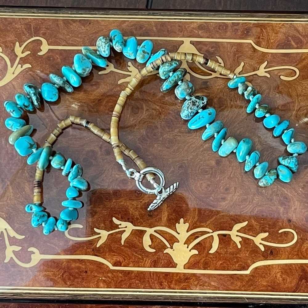 Arizona turquoise pin shell bead necklace - image 3