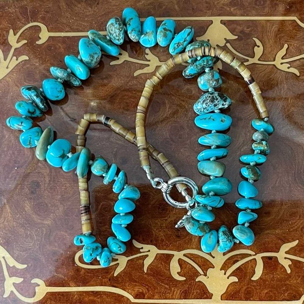 Arizona turquoise pin shell bead necklace - image 5