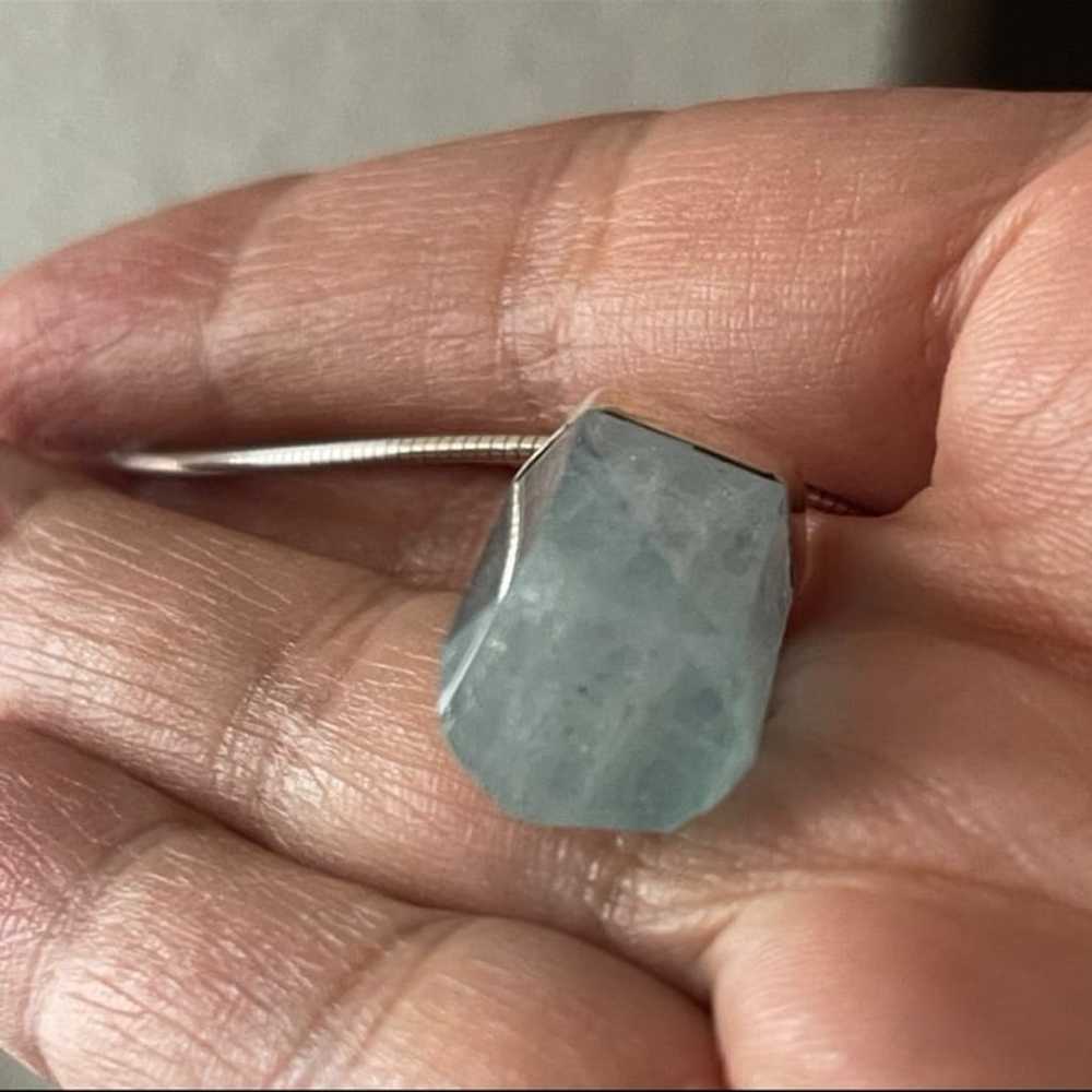 Huge 36 carat raw aquamarine solid sterling silve… - image 9