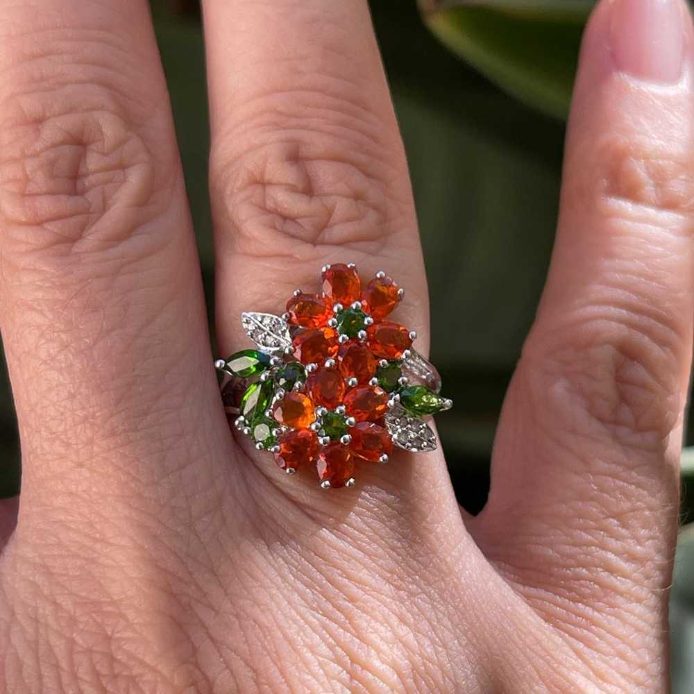 Natural diamond fire opal chrome diopside floral … - image 5