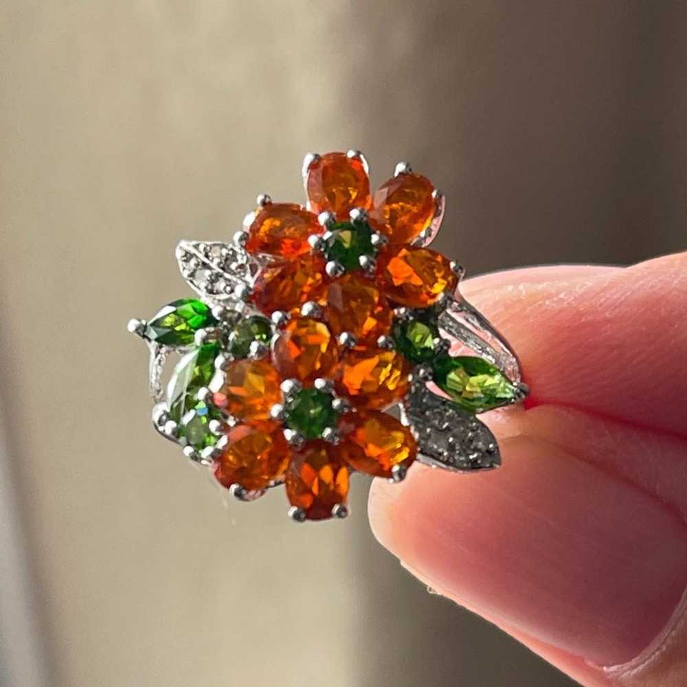 Natural diamond fire opal chrome diopside floral … - image 6