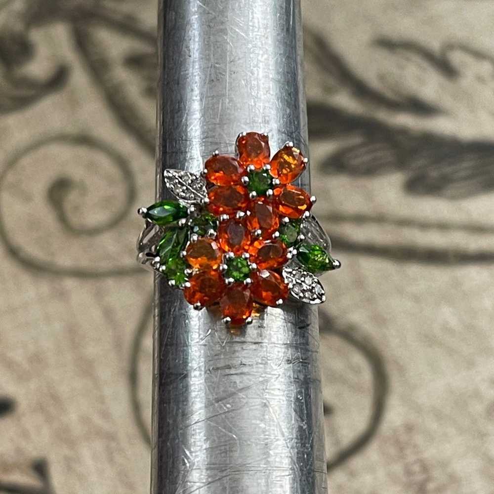 Natural diamond fire opal chrome diopside floral … - image 7