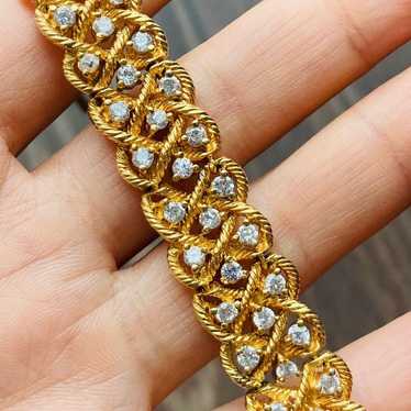 18k gold over 925 Silver simulated diamond Bracel… - image 1