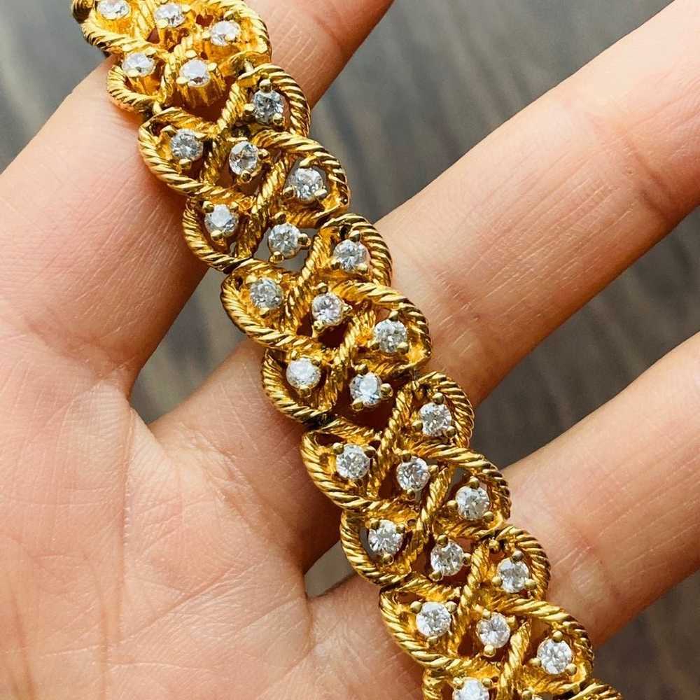 18k gold over 925 Silver simulated diamond Bracel… - image 2