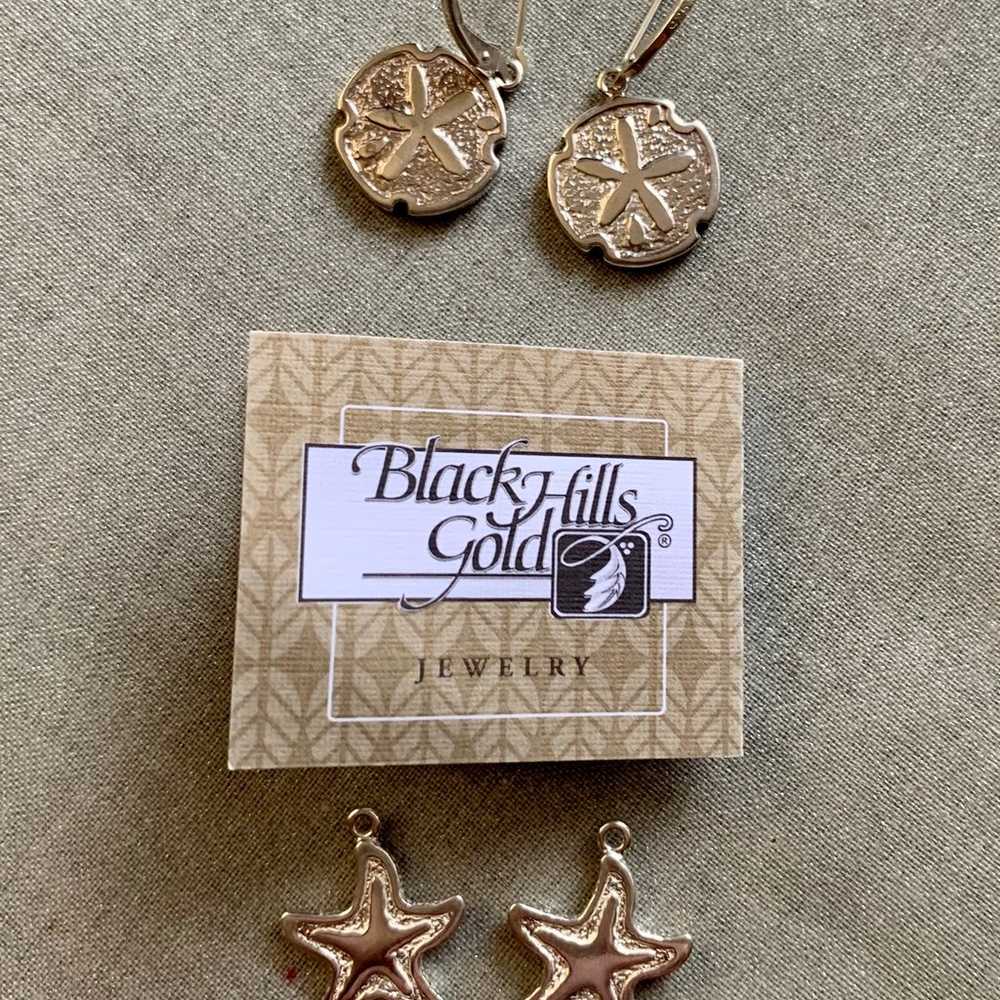 Vintage Black Hills Gold Sterling Silver Earrings - image 2